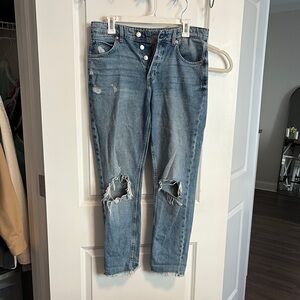 Distressed Blue Denim Jeans
